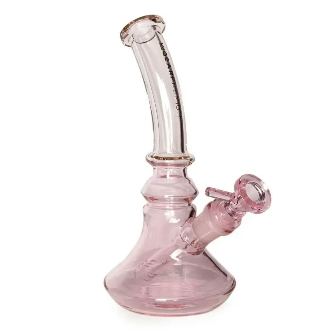 8" Tall Pink Cypress Bell Base Water Pipe w/ Curved Neck | GEAR Premium