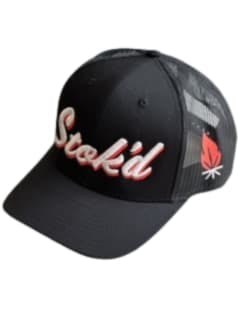 Stok'd | Cotton Trucker Hat w White & Red Logo | Black