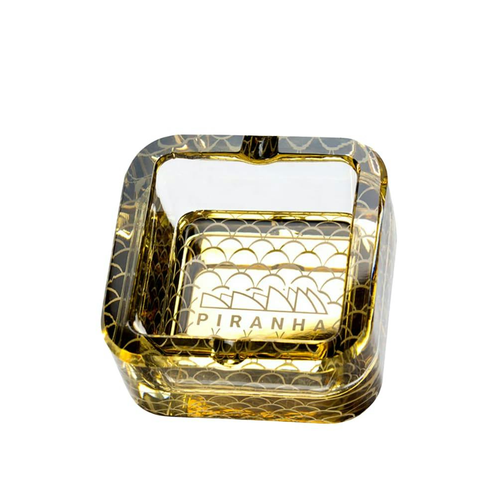 3.5" Piranha Scales Cube Glass Ashtray