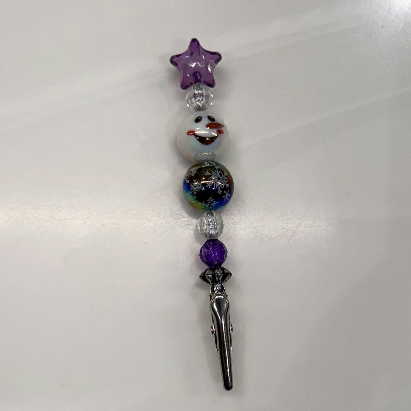 Purple Christmas Snowman Roach Clip