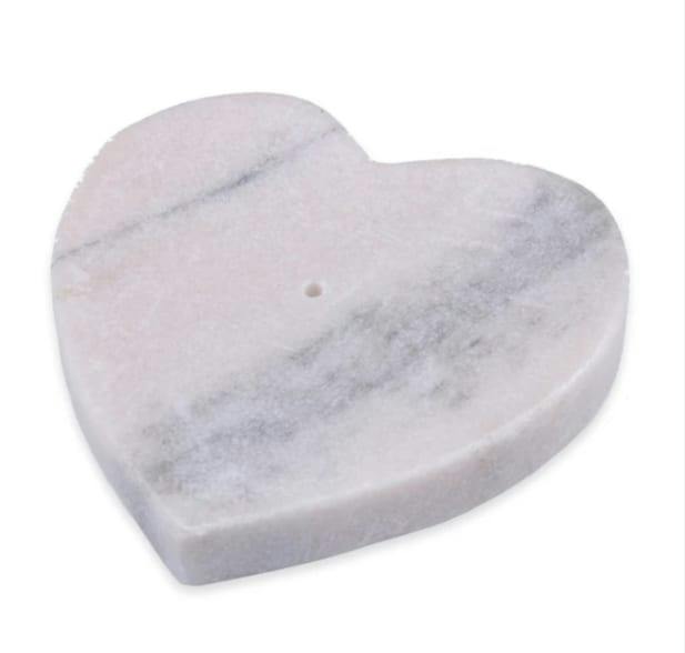 White Marble Heart Incense Burner