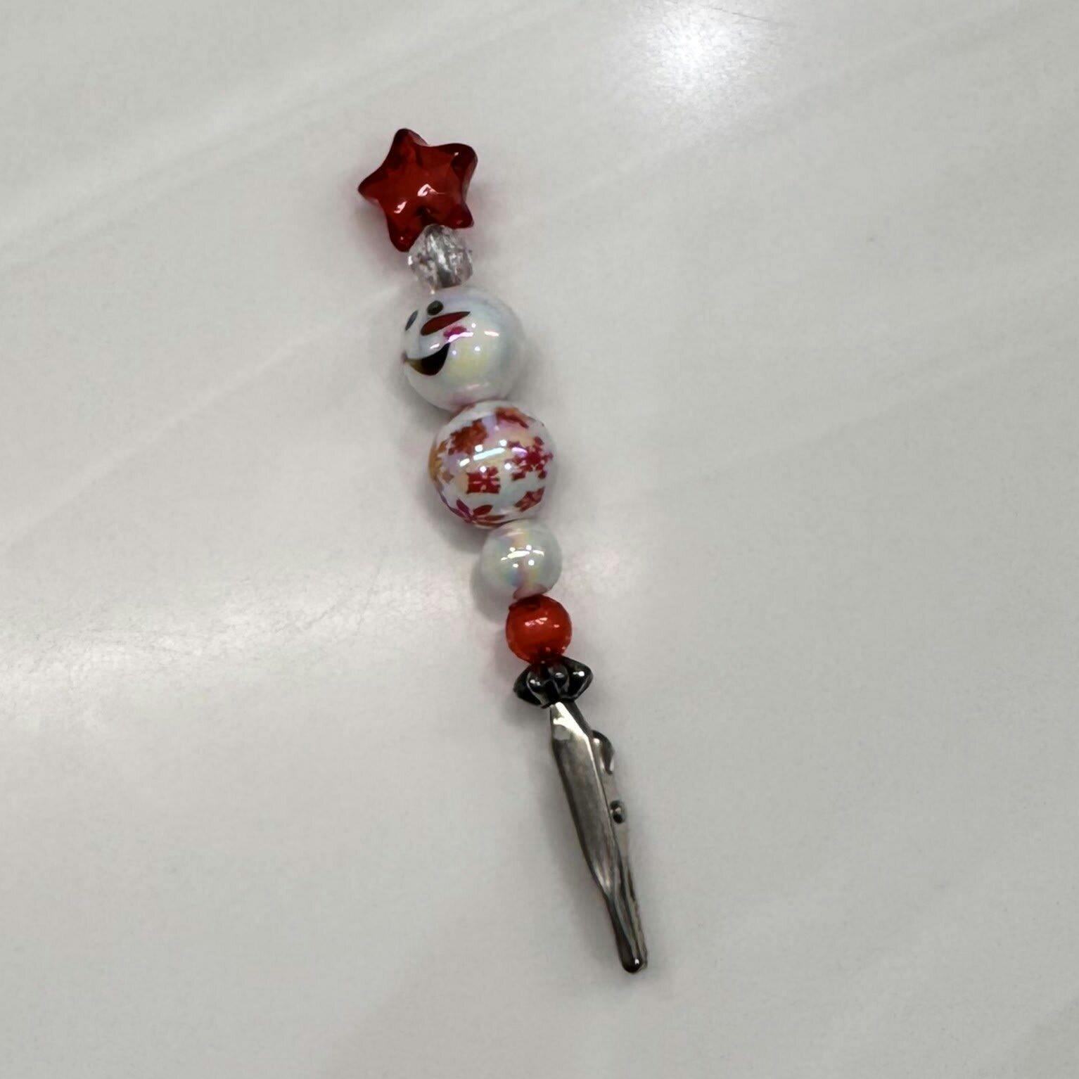 Red Crystal Christmas Snowman Roach Clip