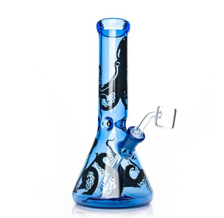 Red Eye Glass 8.5" Sapphire Blue Octopus Beaker Dab Rig
