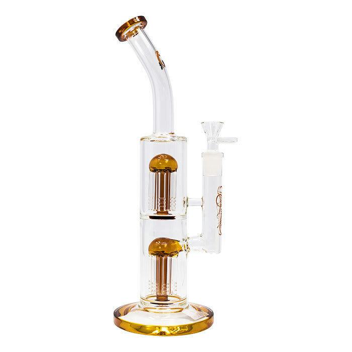 Cannatonik Double Percolator 14 Inches Glass Bong - Amber