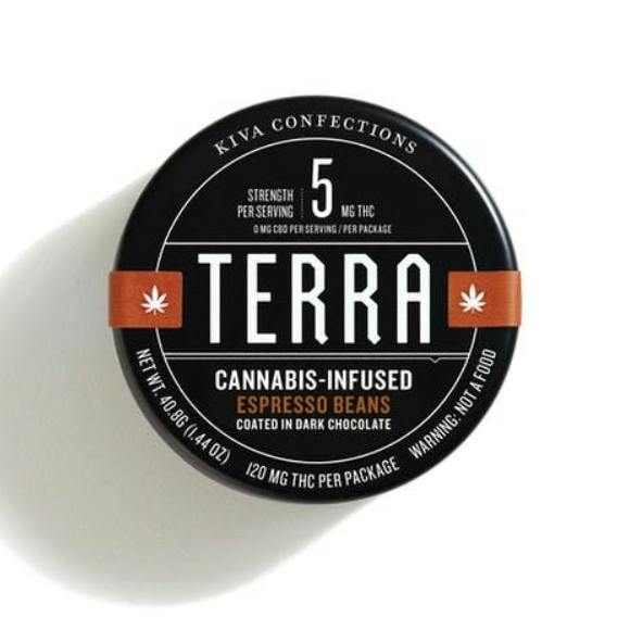 Kiva Confections - Terra Dark Chocolate Espresso Bean 100mg - 40 g