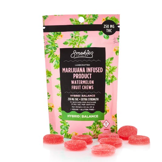 Smokiez Edibles - 250mg THC Fruit Chews - Hybrid - Sweet Watermelon