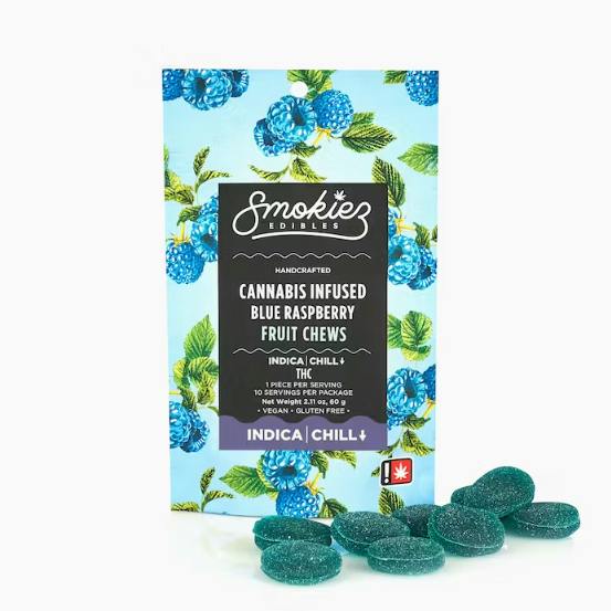 Smokiez Edibles - Blue Raspberry Indica 100mg THC Fruit Chews - 60 g