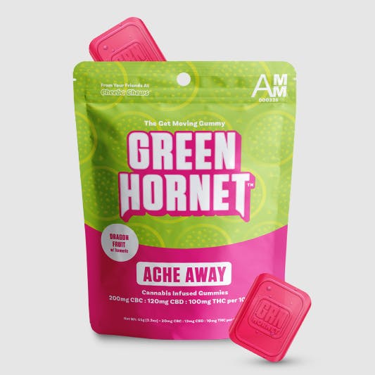 Green Hornet - 100mg Gummies - 2:1:1 (200mg CBC:120mg CBD:100mg THC) - Ache Away - Dragon Fruit