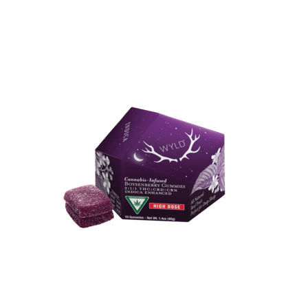 WYLD - Boysenberry | 20MG THC : 20MG CBN : 20MG CBD/ Piece | 200MG THC Total - 40 g