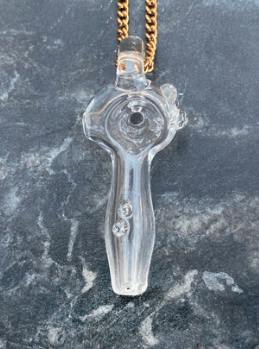 Functional Handblown Glass Micro Pipe Weed Necklace