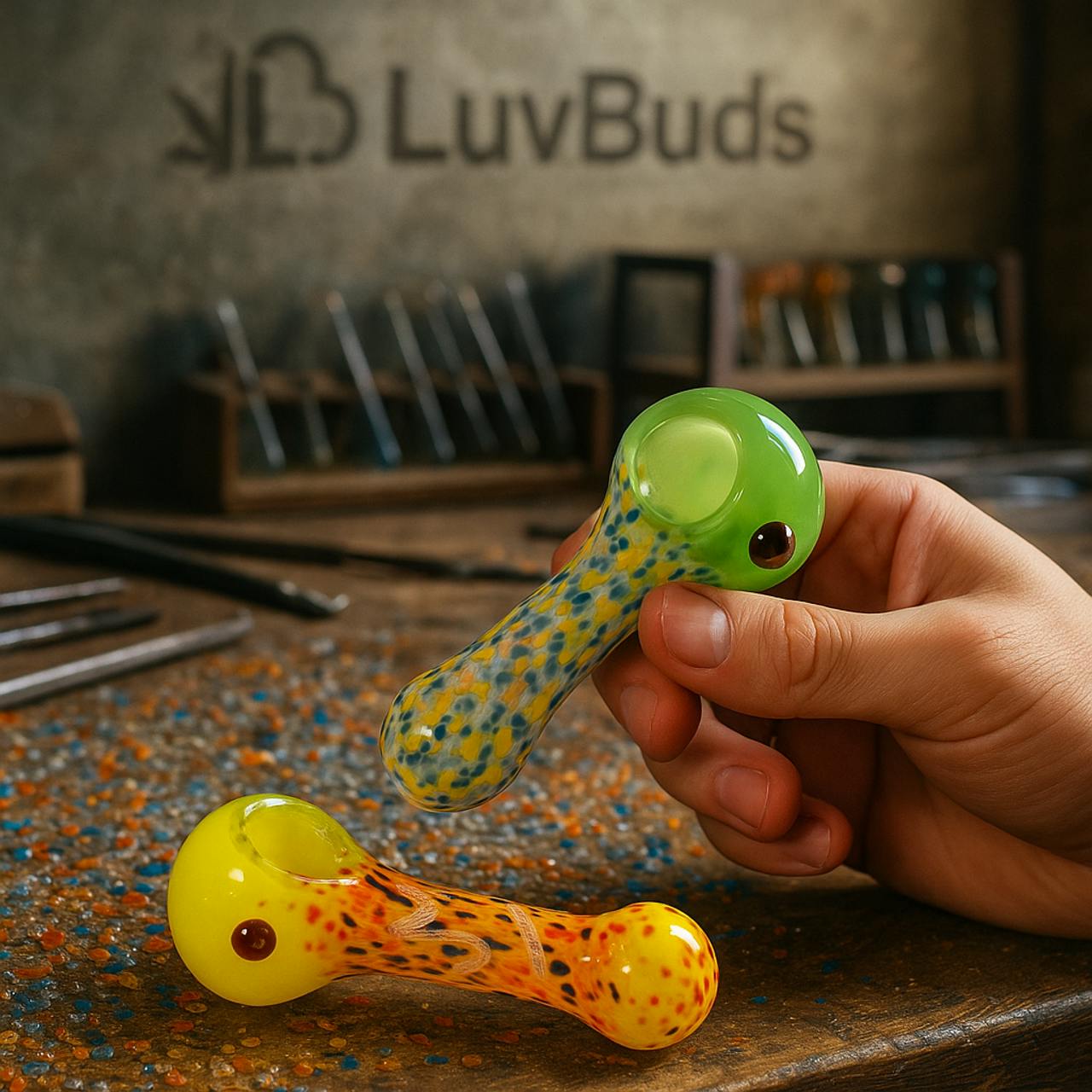 LuvBuds - 4.5" Latticinio Colored Spoon Pipe