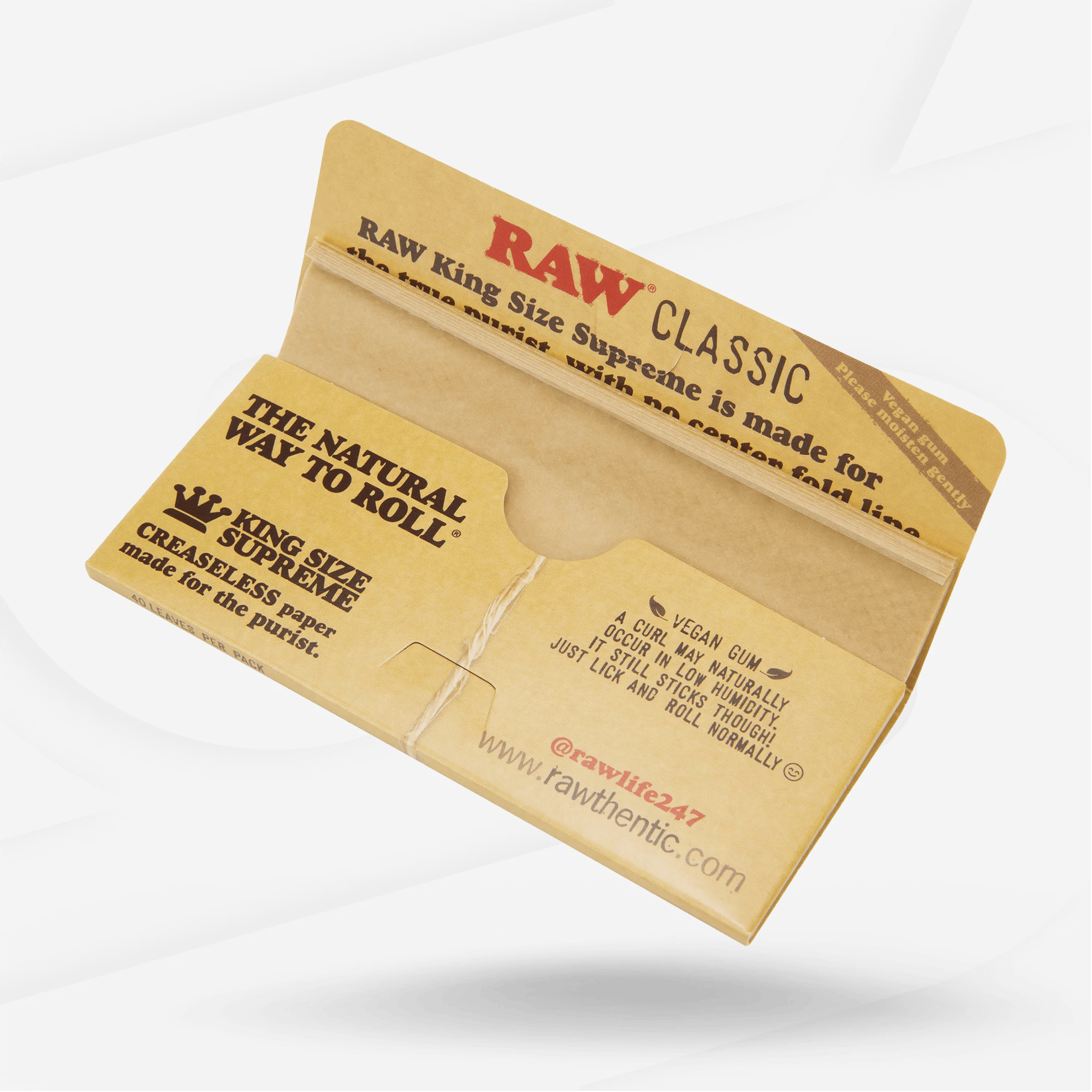 Raw - King Size Classic Creassless Papers - 40pk