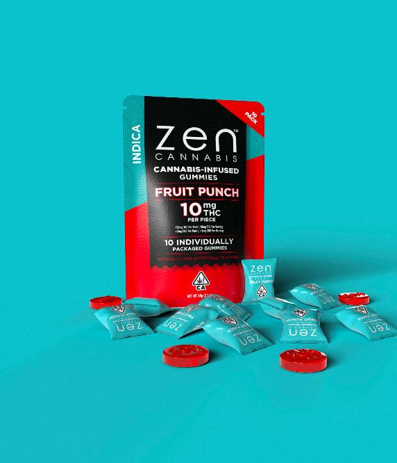 10pk Fruit Punch Indica Gummies-Zen
