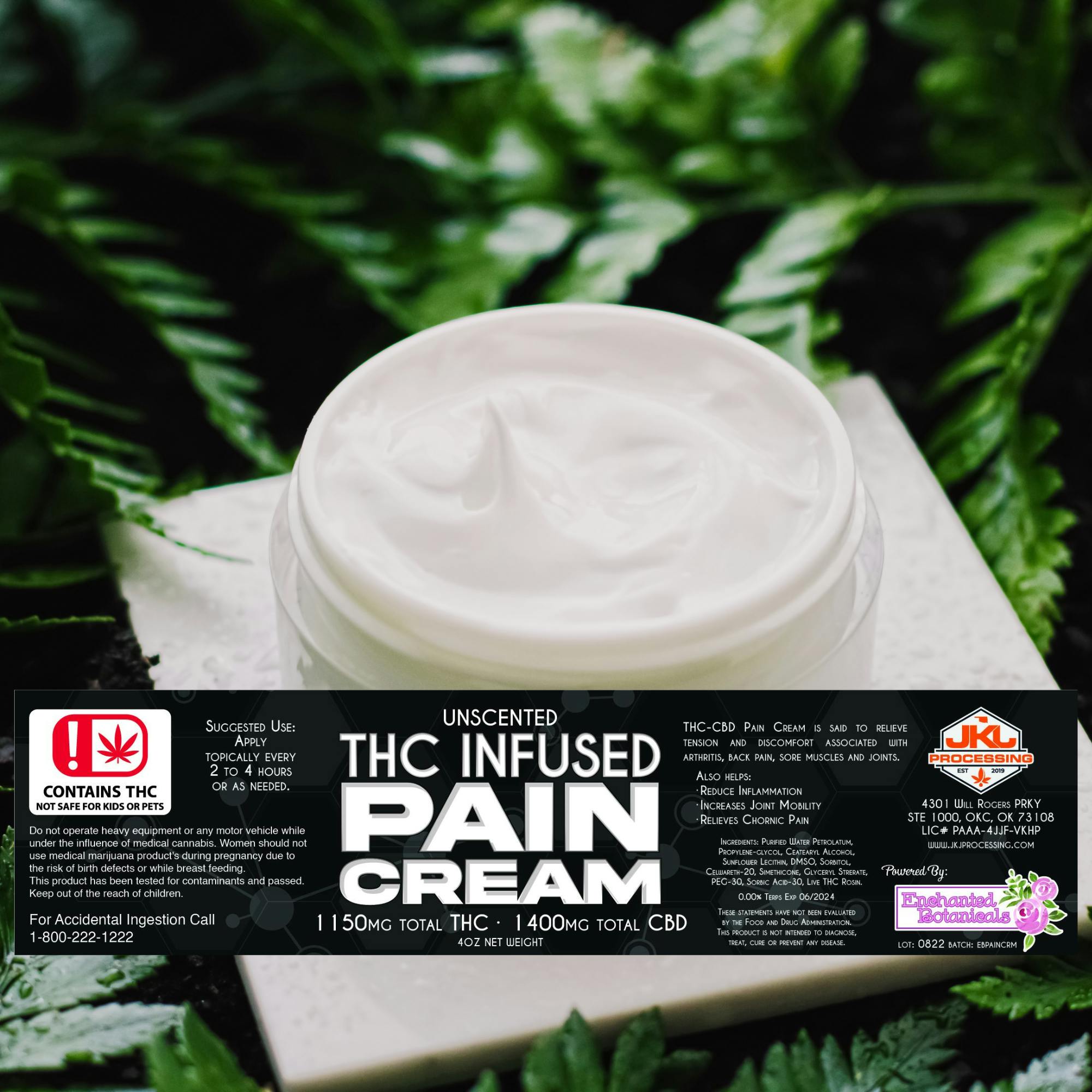 Enchanted Botanicals 2600MG THC1300MG CBD 1:1 Topical Pain Cream