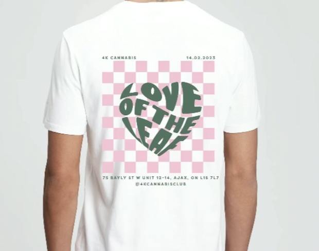 4K CANNABIS | Limited Edition "Love of the Leaf" T-shirt | White w/ Green Badge | M