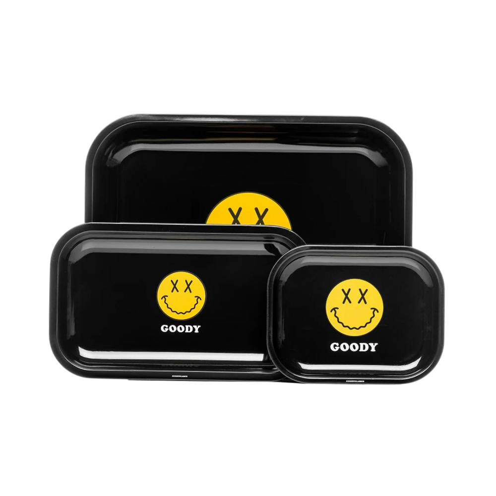 Goody Glass - Metal Rolling Tray - Black Big Face - Small