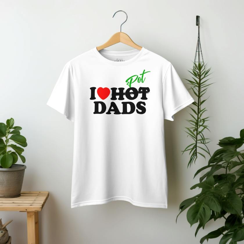 A Little Bud Unisex "I Love Pot Dad's" T-Shirt - M White