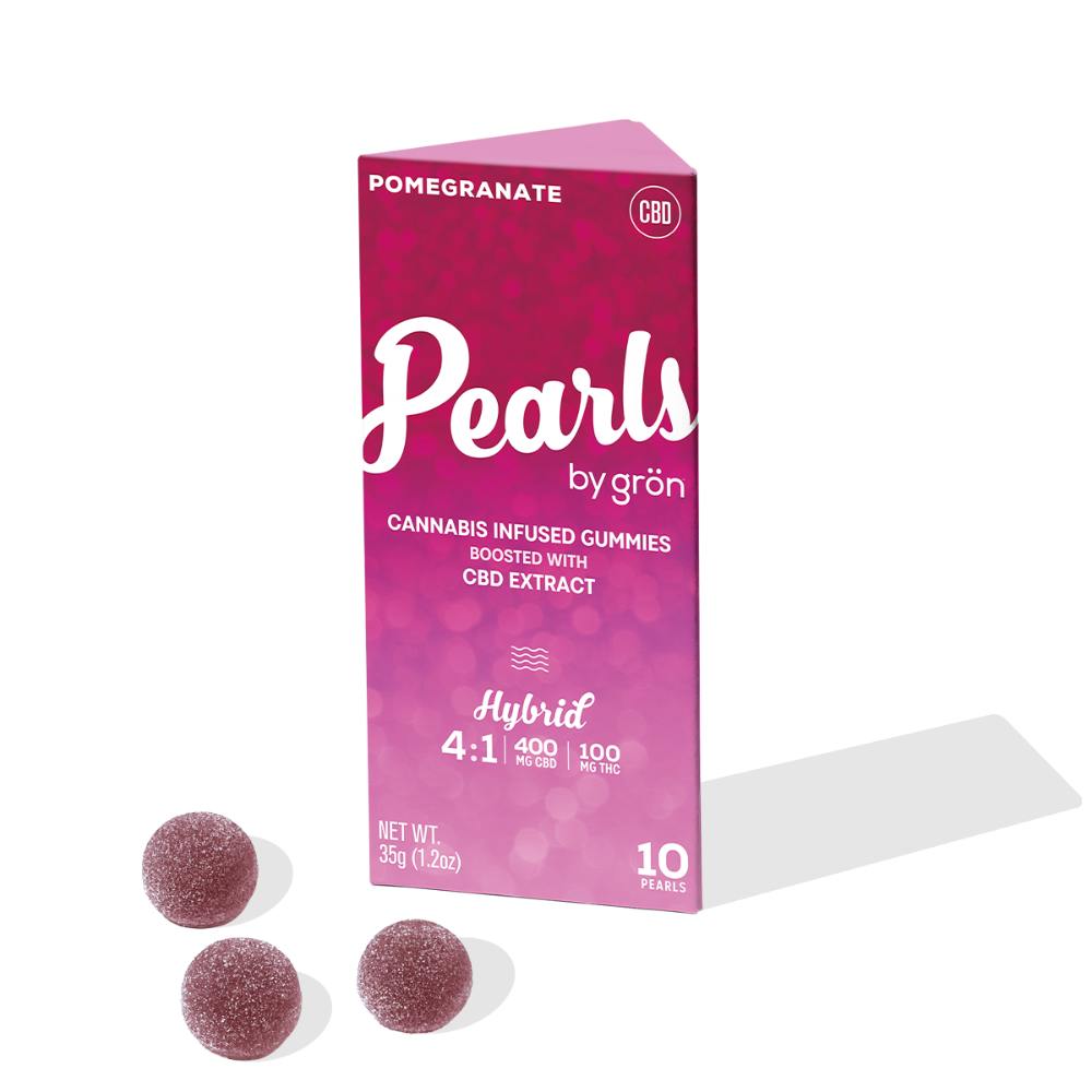4:1 Pomegranate Pearls - Hybrid (400mg CBD /100mg THC) | Grön - Pearl Gummies