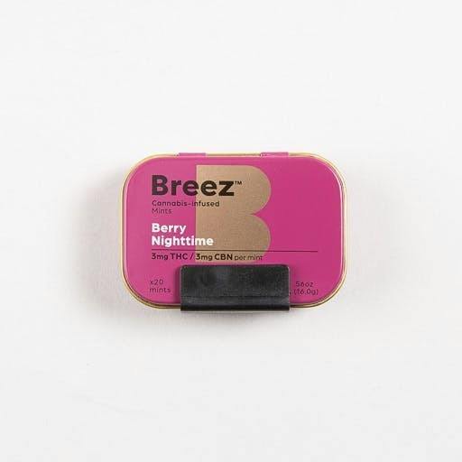 BREEZ - 3MG X 20PK 1:1 MINTS - THC:CBN - BERRY NIGHTTIME