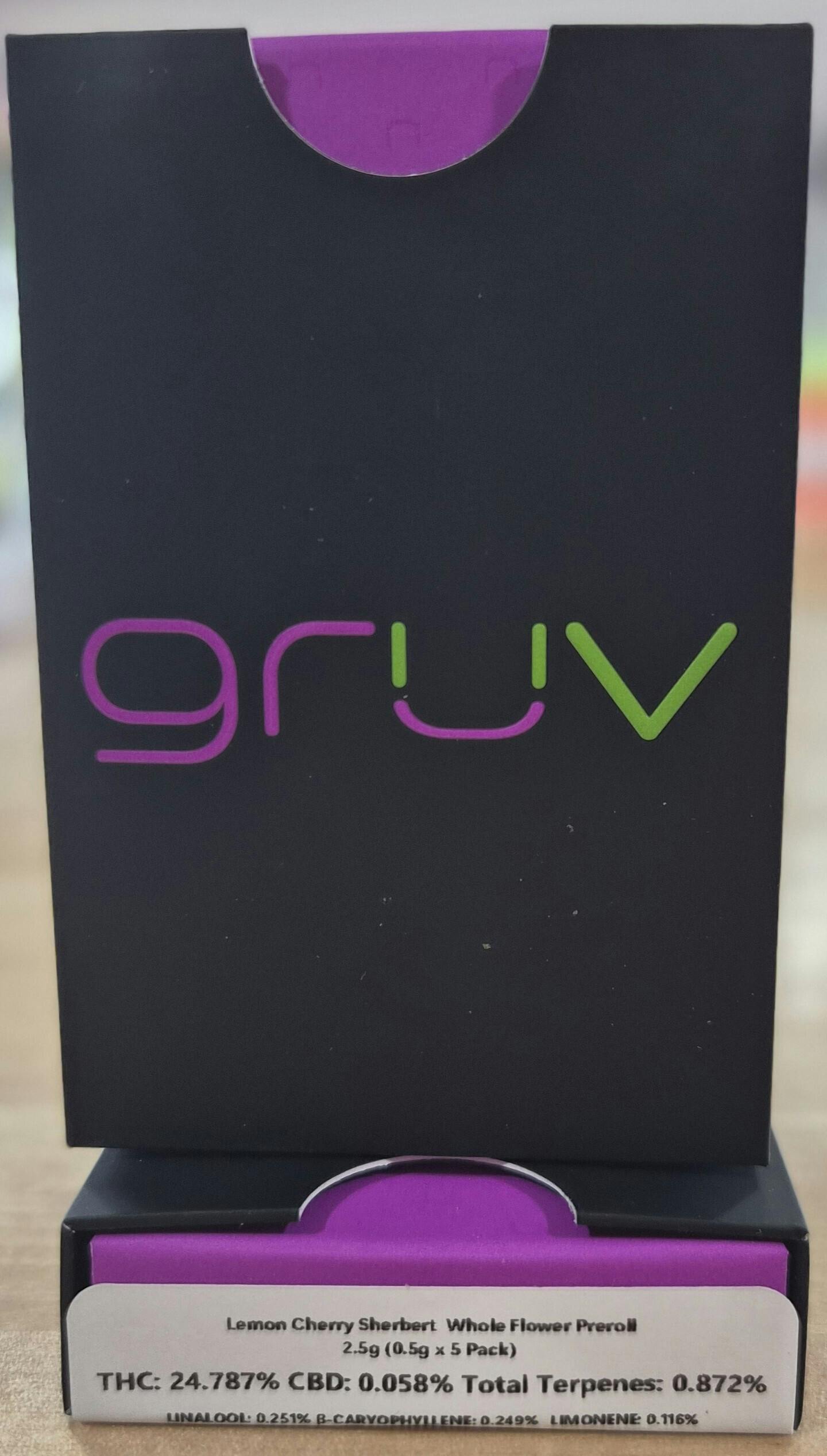 GruV - Lemon Cherry Sherb Pre Rolls 5pk - 2.5g