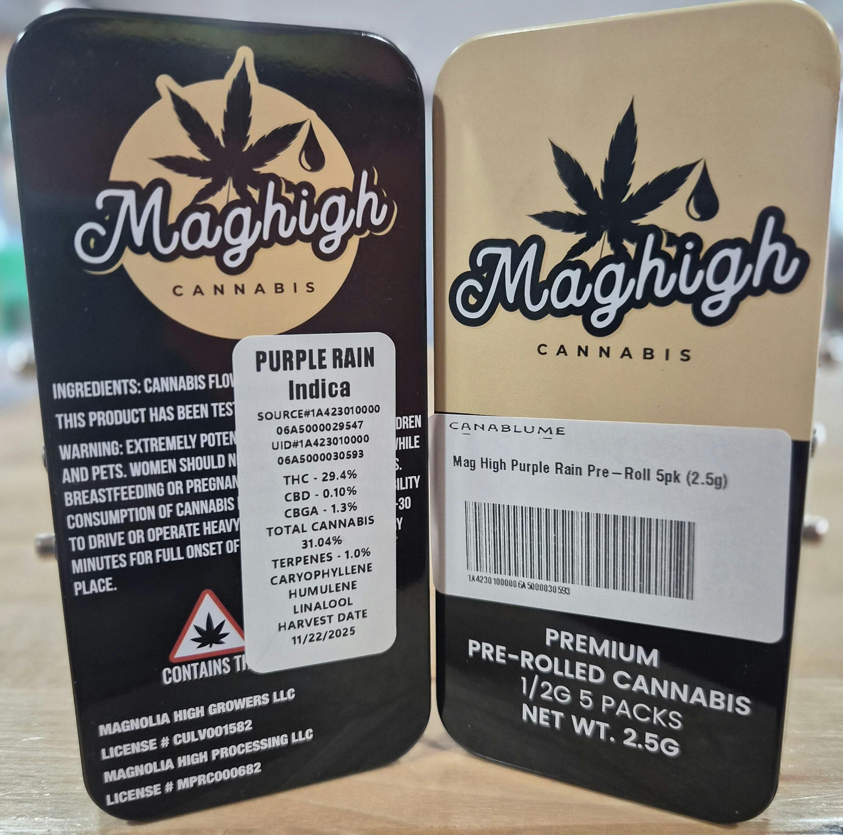Mag High - Purple Rain Pre Rolls 5pk - 2.5g