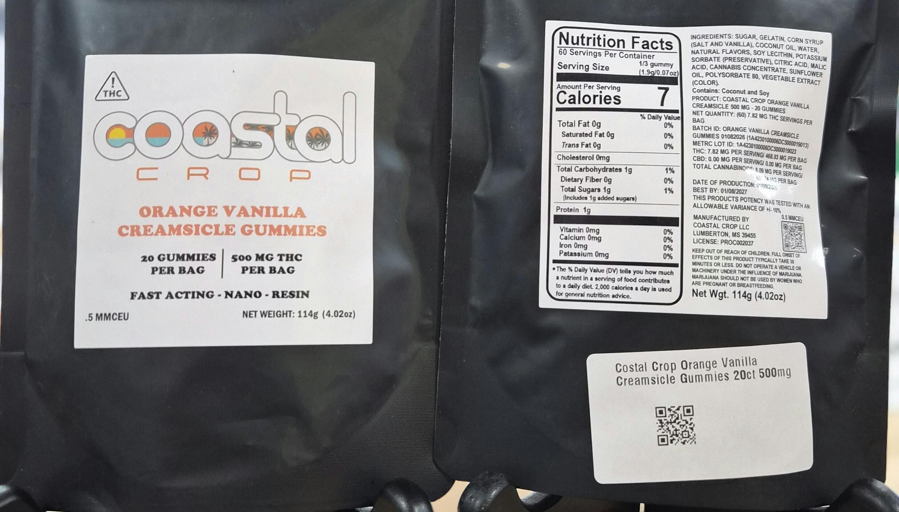 Coastal Crop - Orange Vanilla Creamsicle Nano Resin Gummies - 500mg