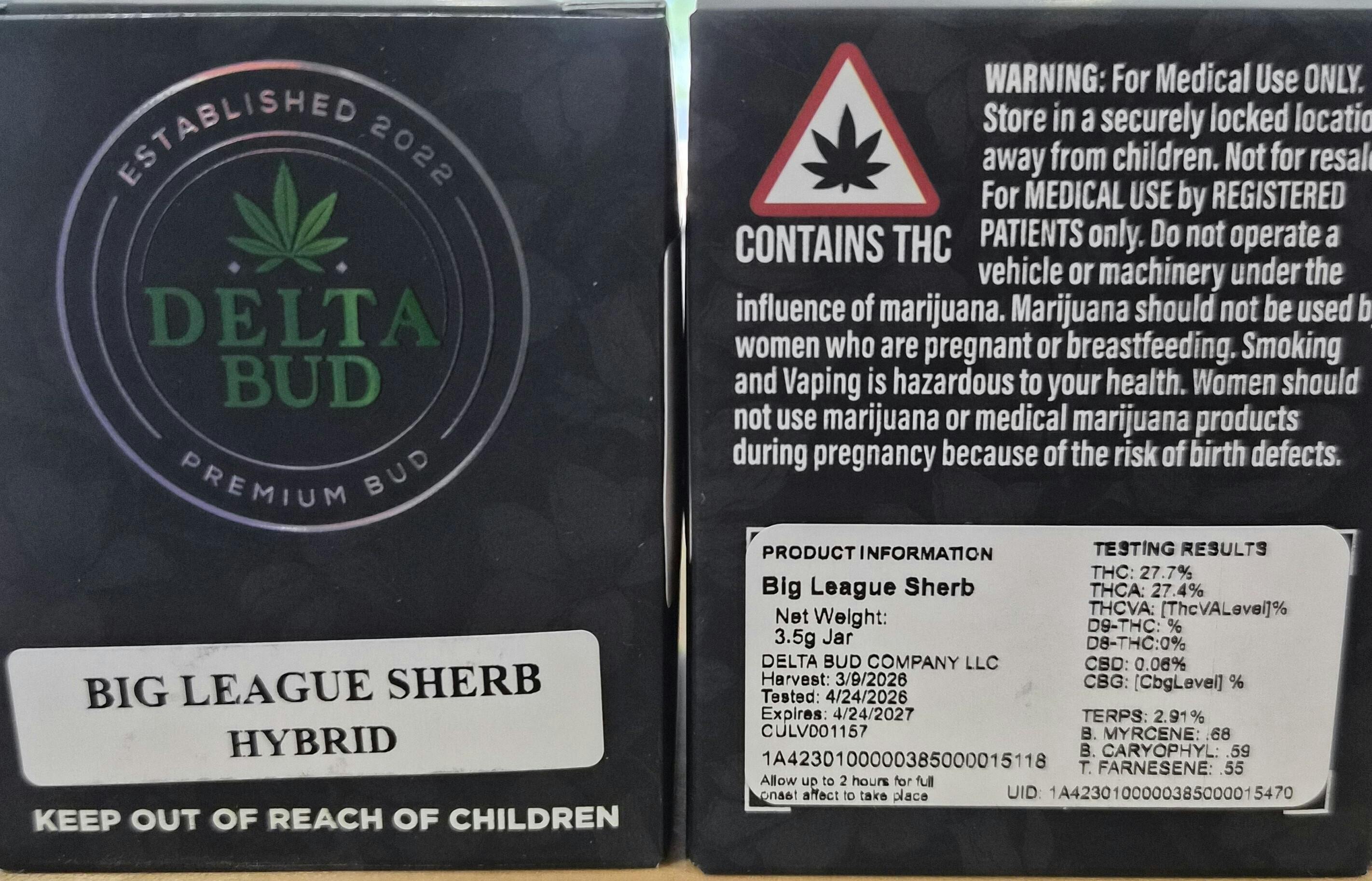 Big League Sherb | Flower | 3.5G by Delta Bud Company