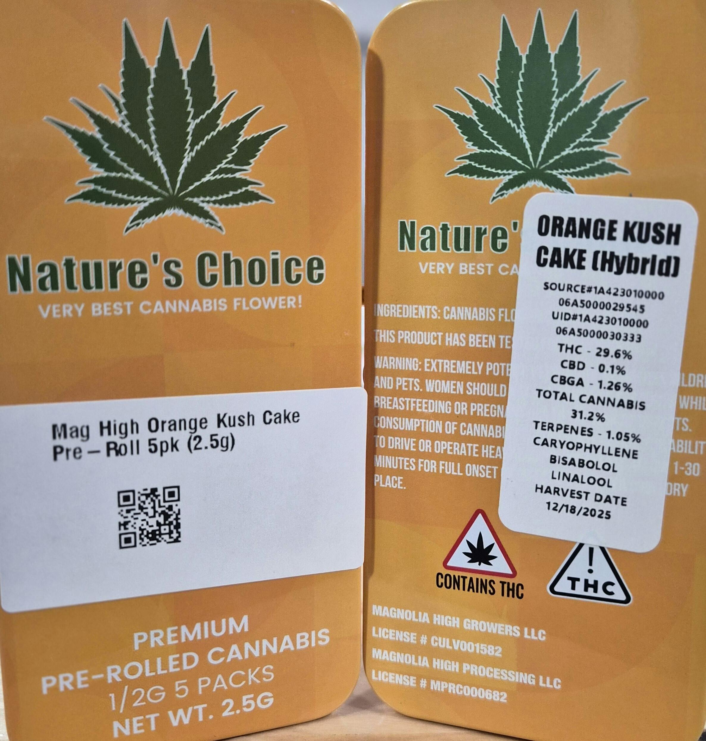 Nature's Choice - Orange Kush Cake Pre Rolls 5pk