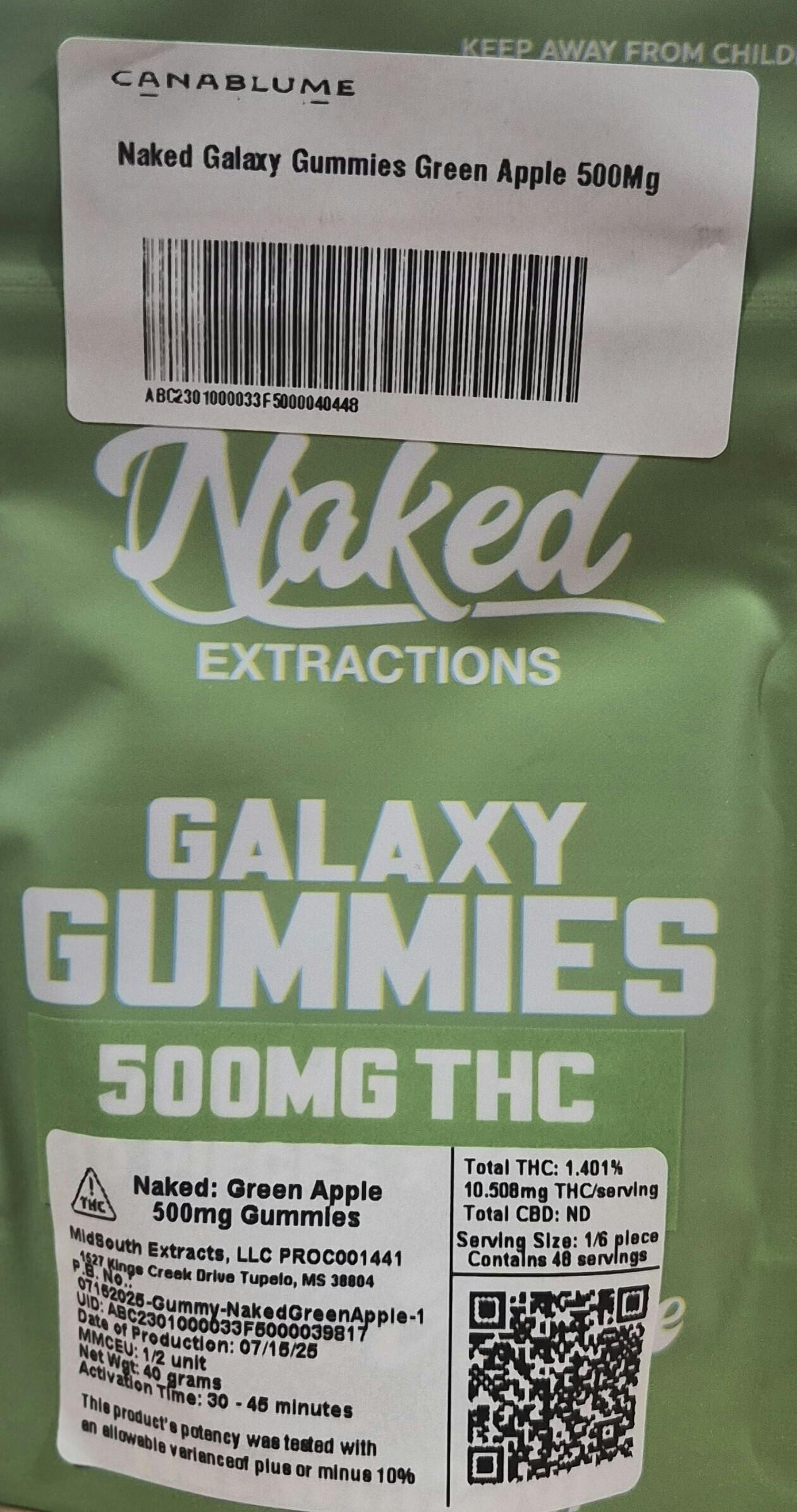 Naked - Green Apple Galaxy Gummies - 500mg