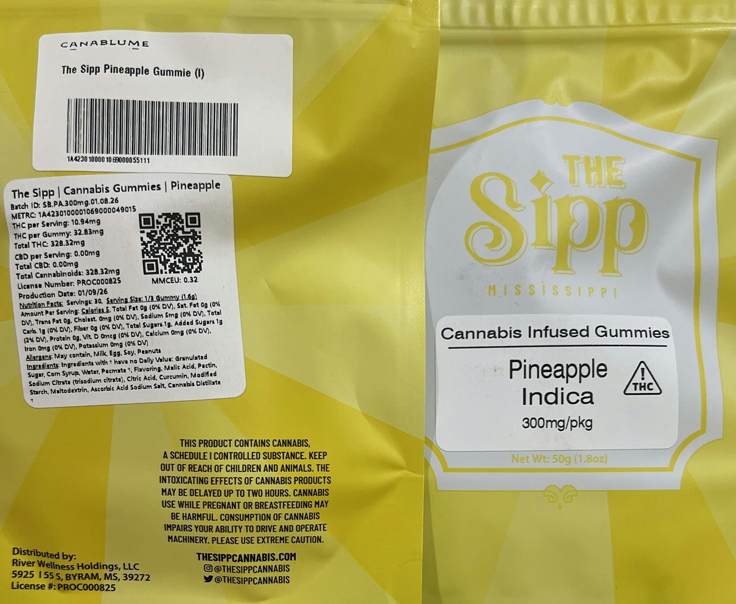 The Sipp - Pineapple Gummies - 300mg