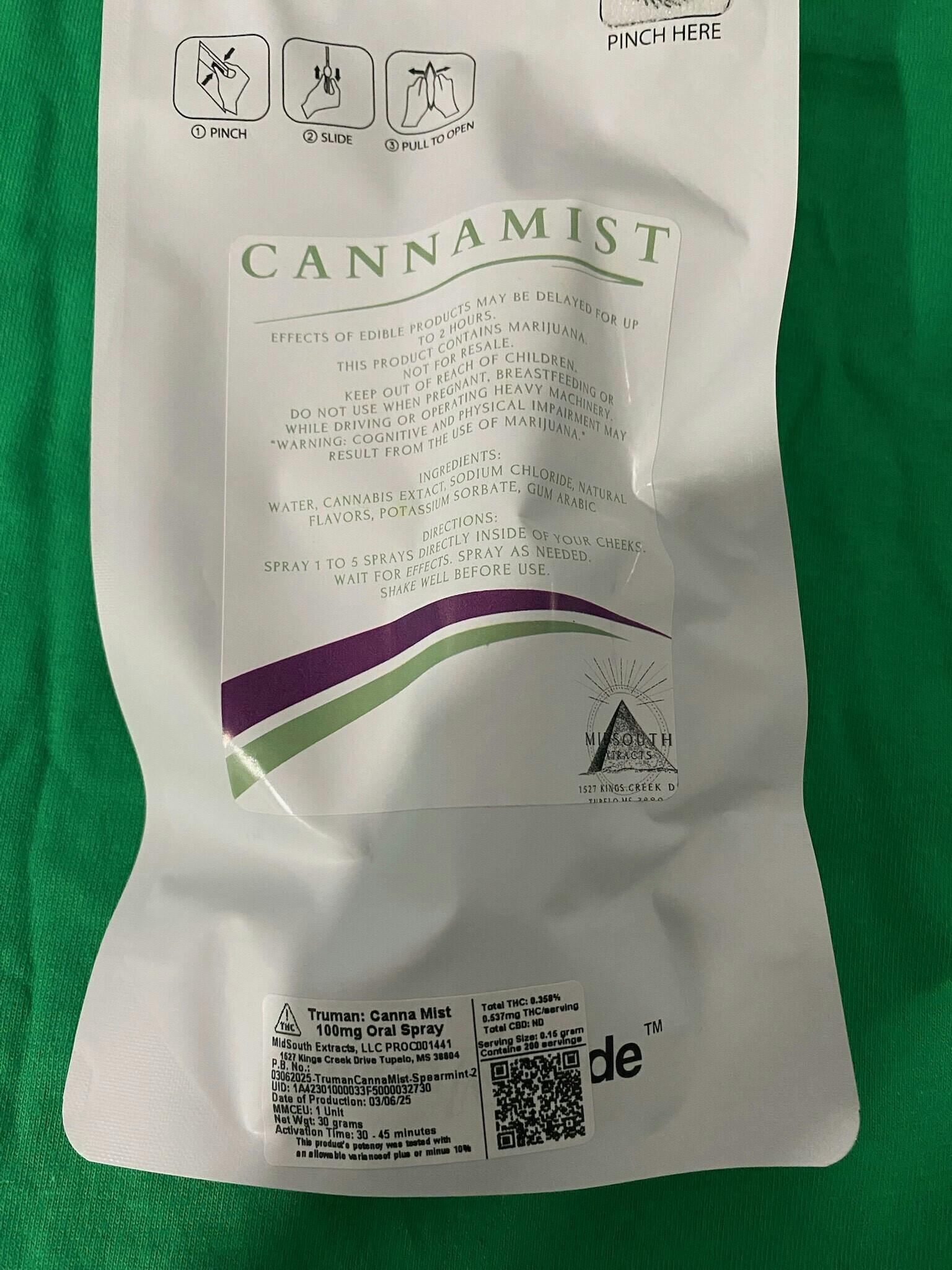 100mg Oral Spray - Truman: Canna Mist by MidSouth Extracts