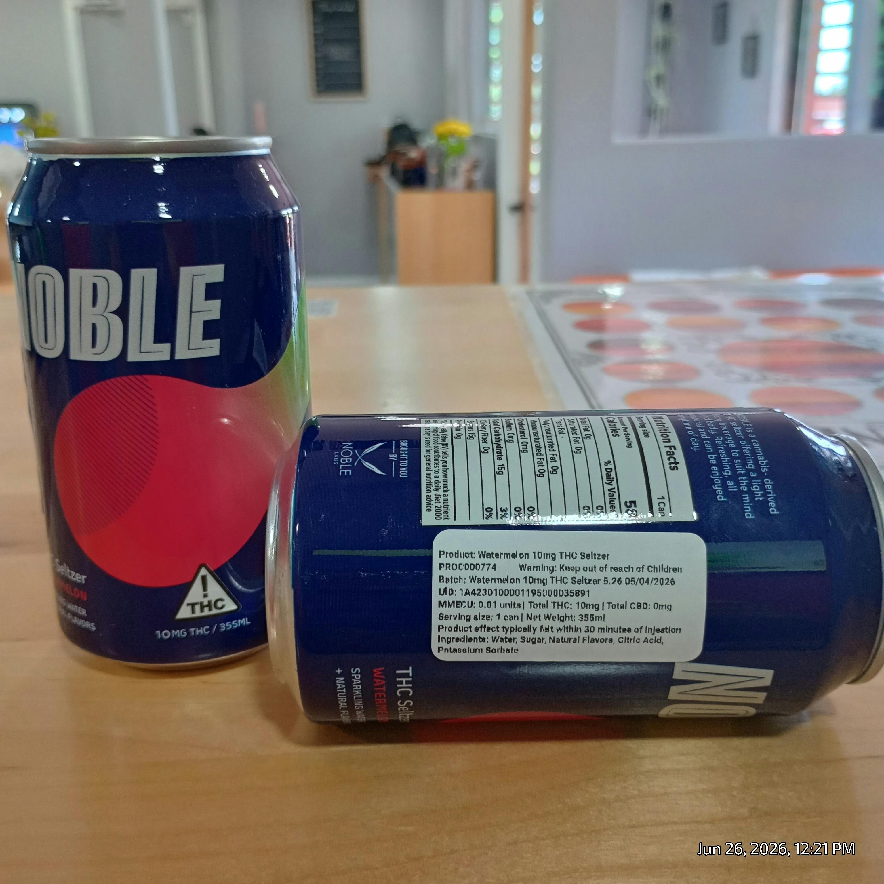 NOBLE THC Seltzer 10mg | Watermelon by Noble Labs
