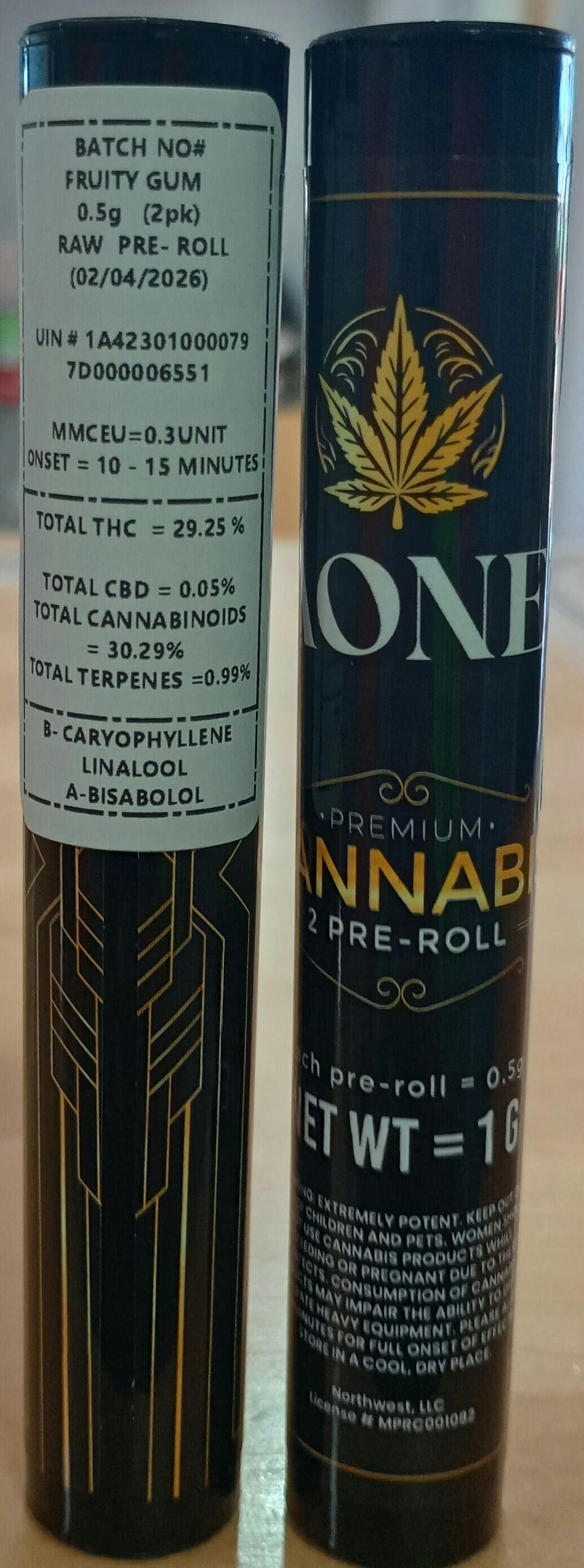 AONE - Fruity Gum Pre Rolls 2pk - 1g at Canablume Dispensary, LLC
