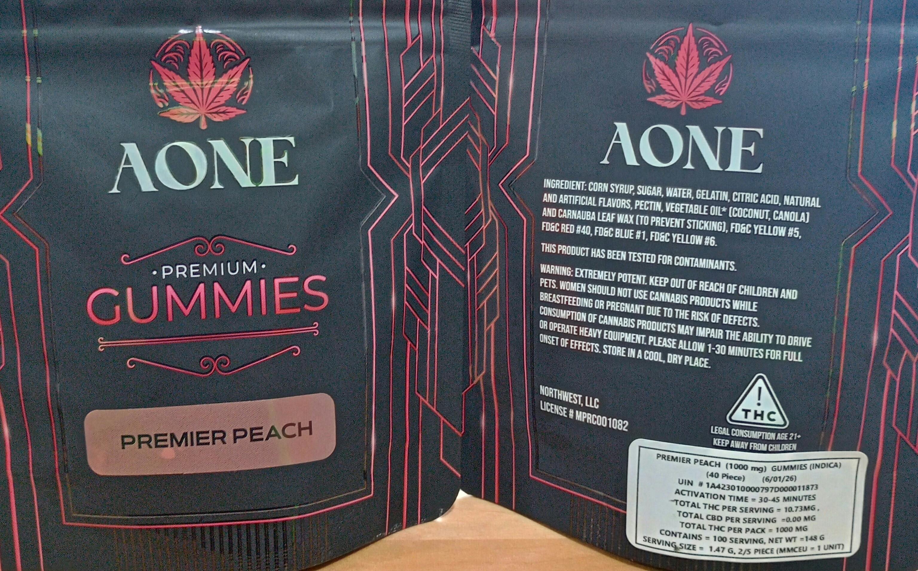 AONE - Premier Peach Gummies - 1000mg