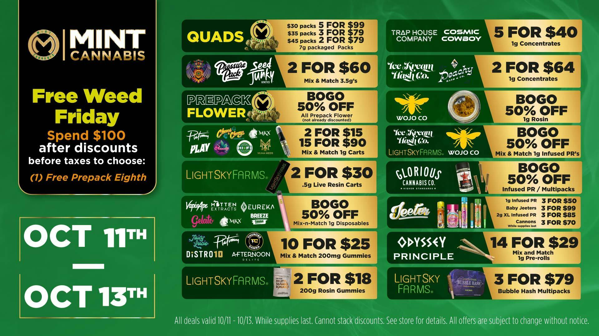 Mint Featured Deals Weekend at The Mint Cannabis Oxford Weedmaps