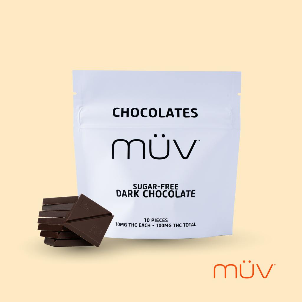 MÜV Sugar-Free Dark Chocolates 100mg [10-Pack] at MÜV Cannabis Dispensary