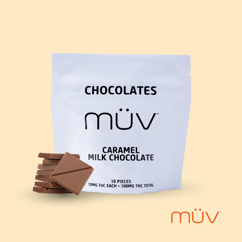 MÜV Caramel Milk Chocolates 100mg [10-Pack] at MÜV Cannabis Dispensary