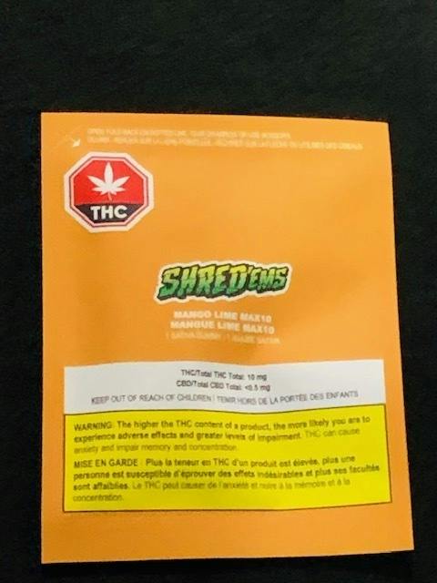 SHRED'EMS - Shred'ems Mango Lime Sativa MAX10 THC 1x4.5g Soft Chew