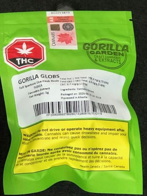 Gorilla Garden Craft Cannabis & Extracts - Gorilla Globs 1g Live Hash Rosin