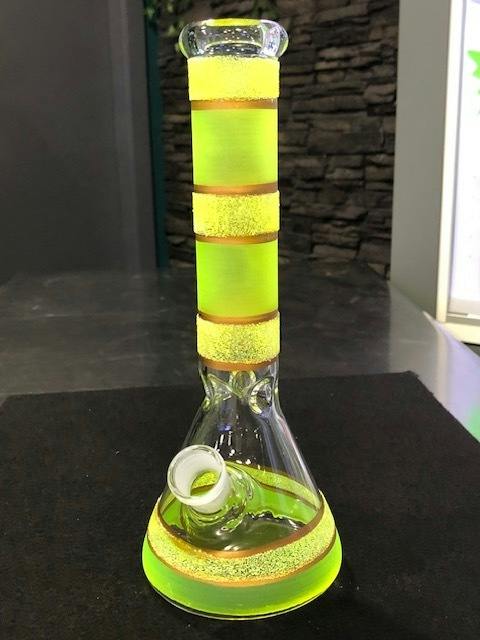 10" Color Beaded Glass Water Bong- Yellow