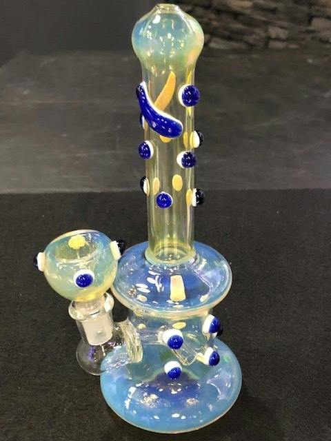 Gold Infused Glass Bong Blue Dot