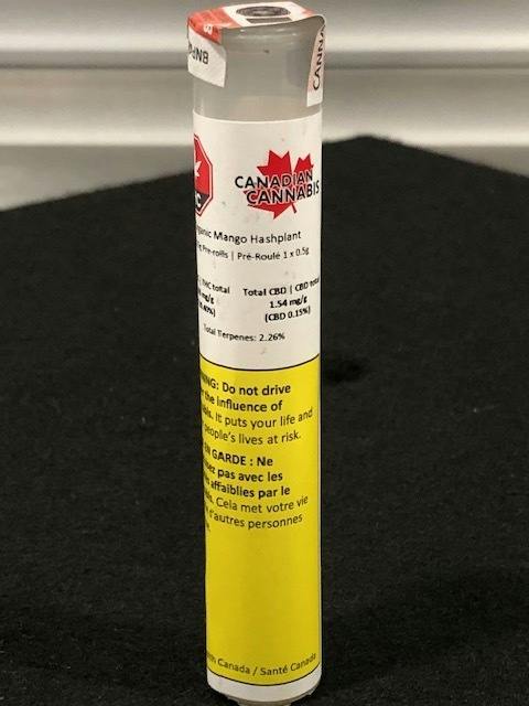 Canadian Cannabis - Organic Mango Hashplant 1 x 0.5g Pre-Roll