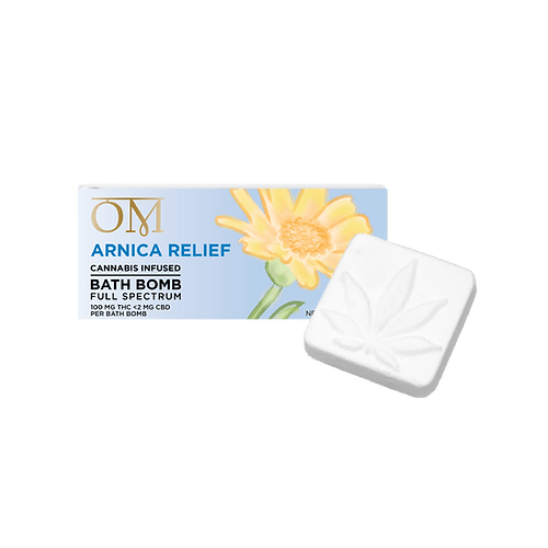 OM - ARNICA RELIEF BATH BOMB (100MG THC:2MG CBD)
