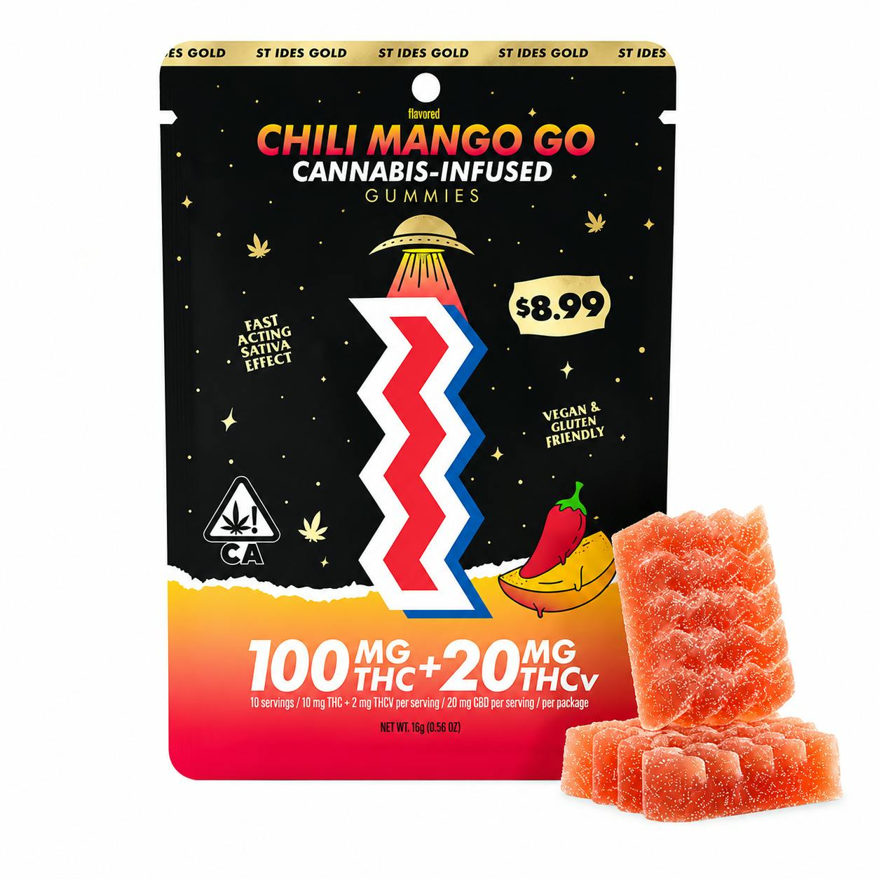 ST IDES - CHILI MANGO GO (2PC/100MG) 5:1 THC:THCV GUMMIES [S]