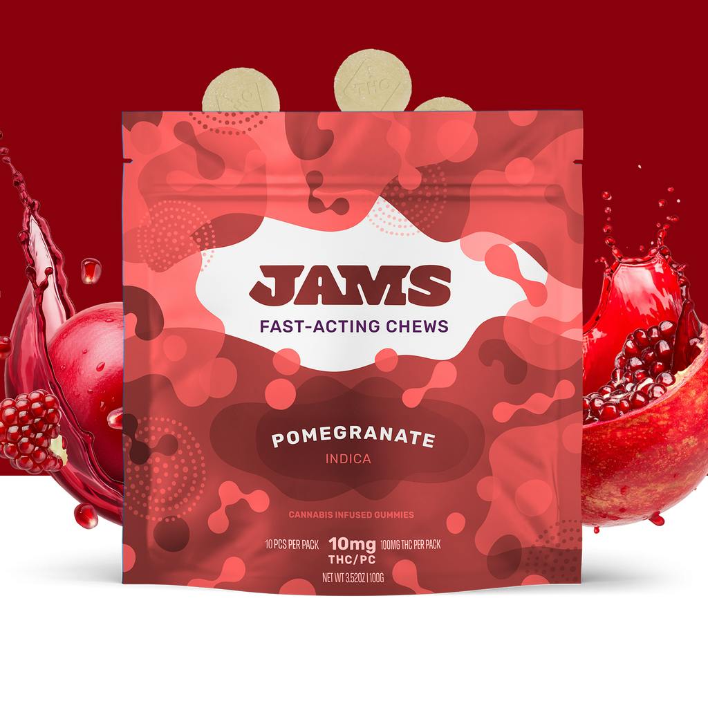 JAMS Pomegranate Fast-Acting Fruit Chew 10mg ea | 10-Pack