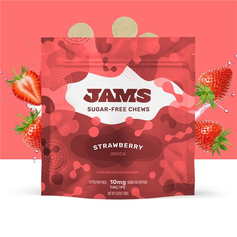 JAMS Strawberry Sugar Free Fruit Chews 10mg ea | 10-Pack