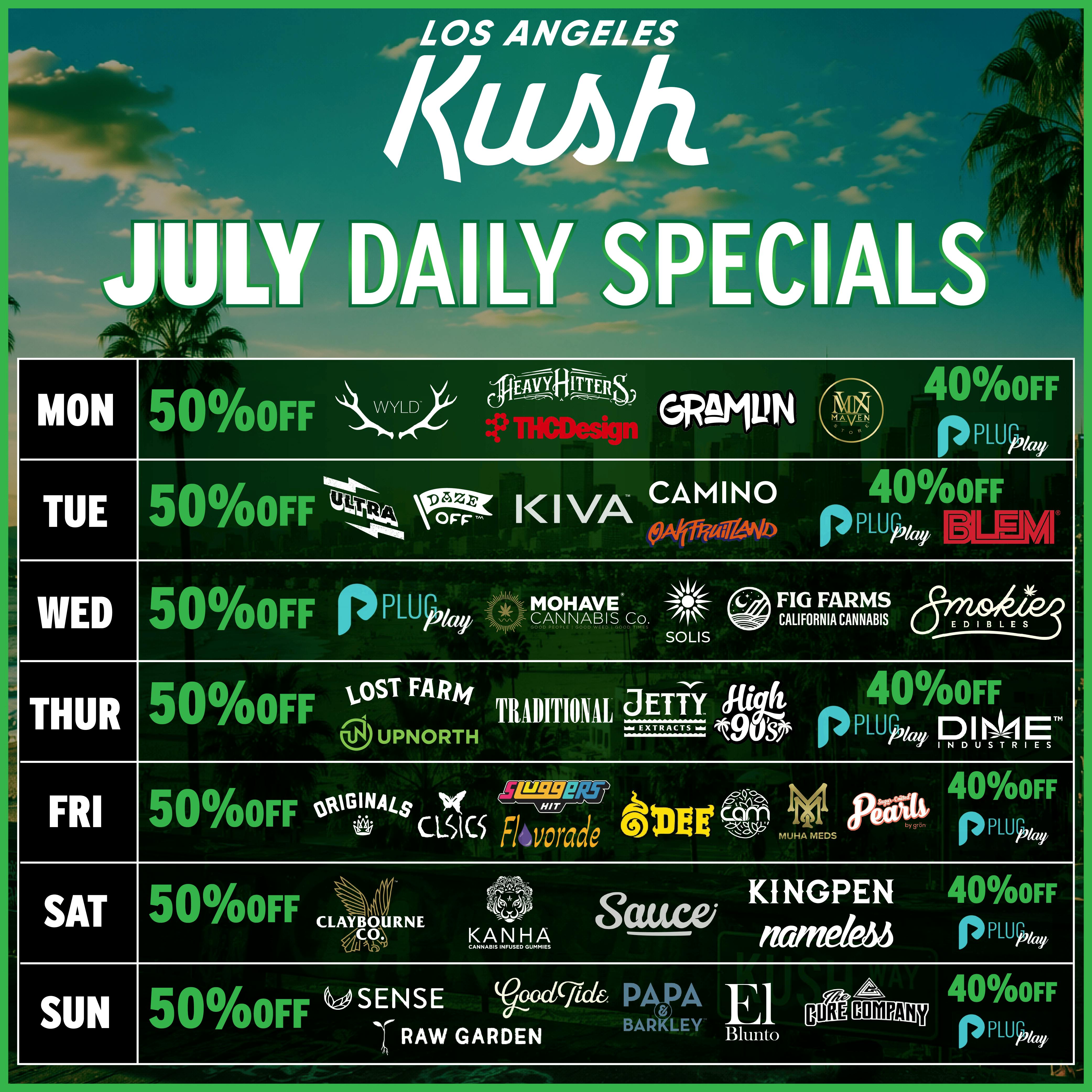 Los Angeles Kush - LAK DAILY SPECIALS at LA KUSH - Cannabis Dispensary