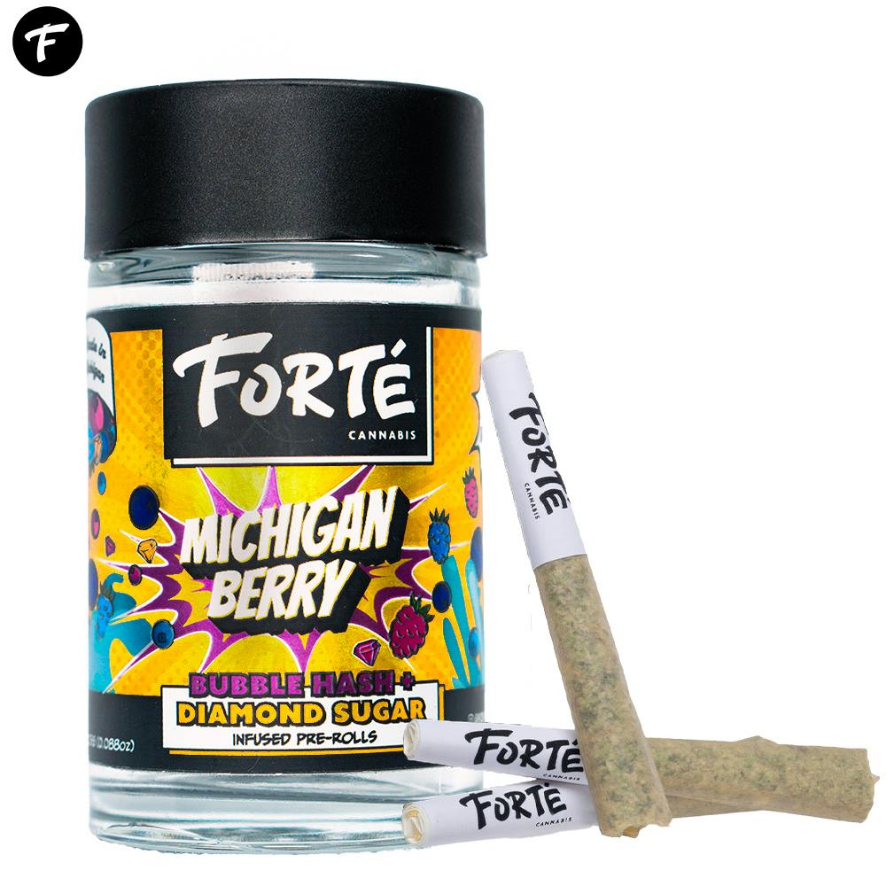Michigan Berry 5 Pack (2.5g Total) Bubble Hash X Diamond Sugar Infused Pre-rolls