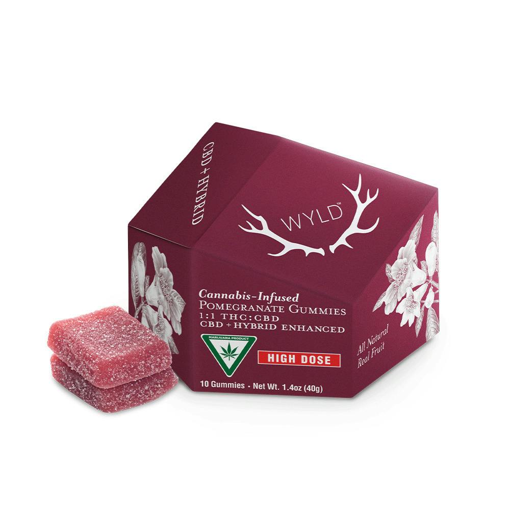 Wyld - Pomegranate 1:1 CBD:THC - 200mg Gummies (10x20mg)