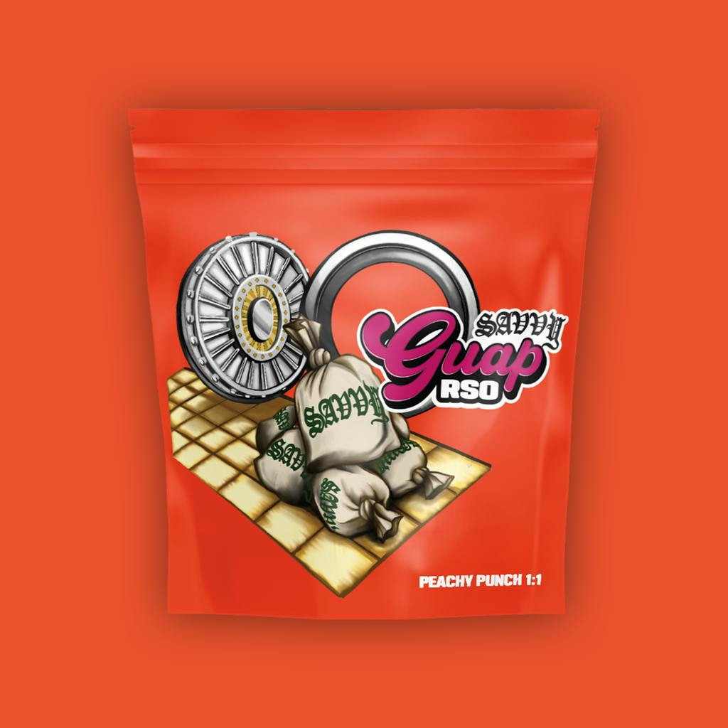 Savvy Guap Peachy Punch 1:1 RSO CBD:THC Gummy 50mg [10pk] at Zen Leaf Cannabis Dispensary